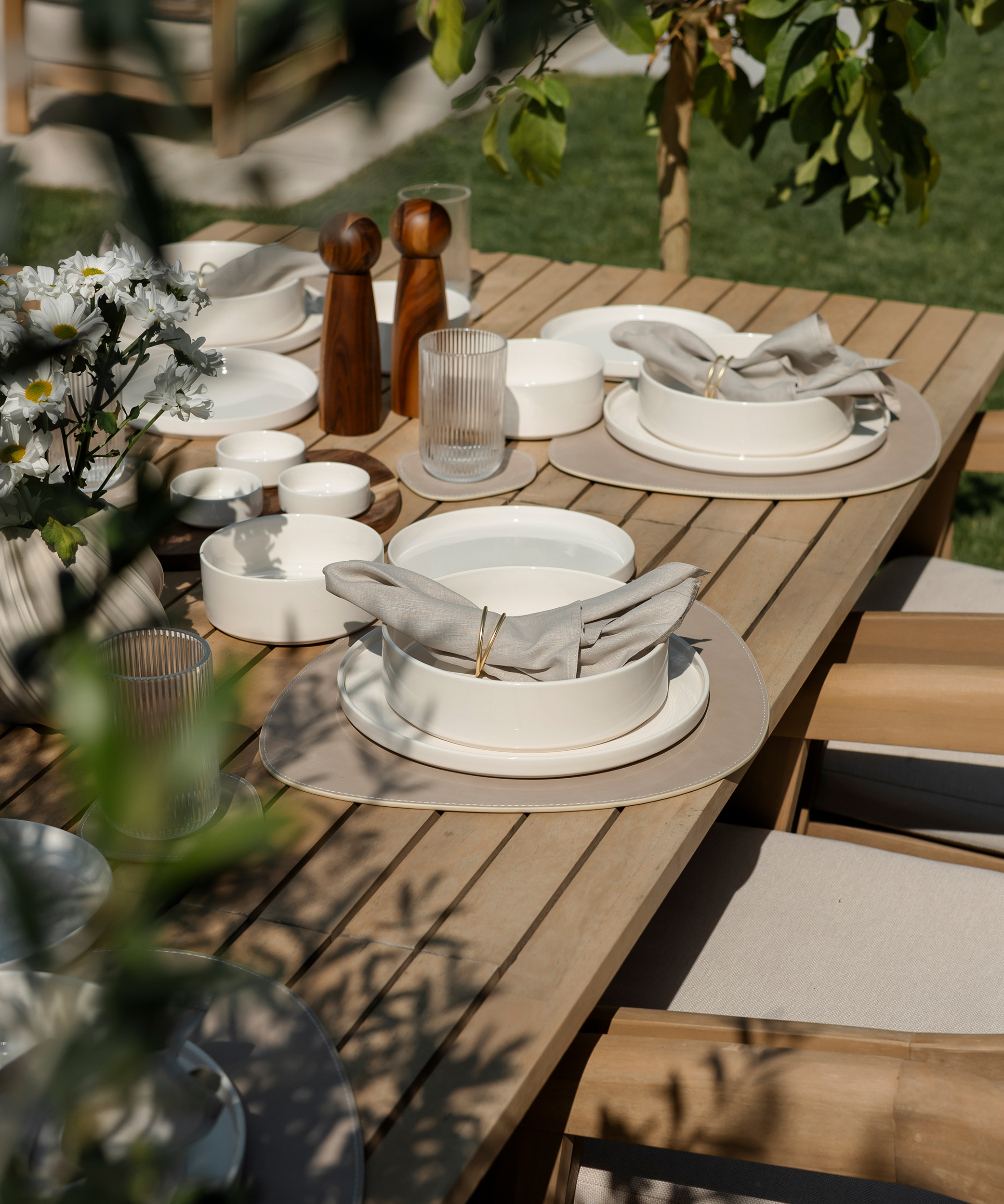 Teller- und Glasuntersetzer Taupe/Creme | Jade