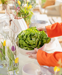 Large bowl Ø27cm in cream white grooved | Nia