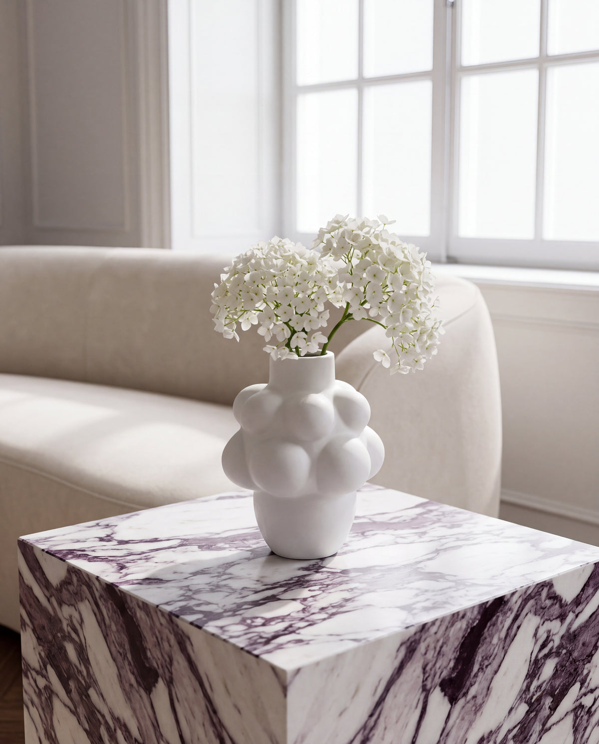 White Ceramic Vase with a Sculptural Shape | Nola