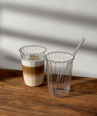 Glass in striped design with ruffled rim (400ml) | Norway
