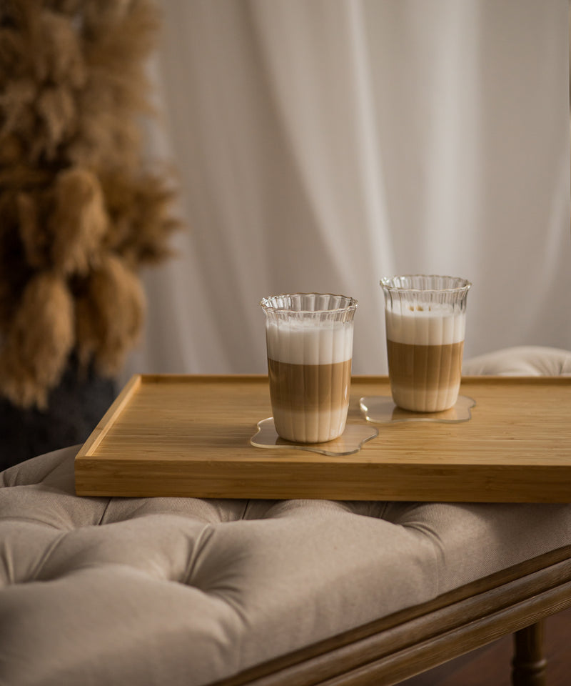 Trinkglas im Streifen-Design mit gerüschtem Rand aus der Serie Norway – Größenübersicht