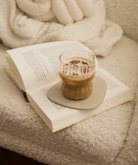 Glass coaster taupe/cream | jade