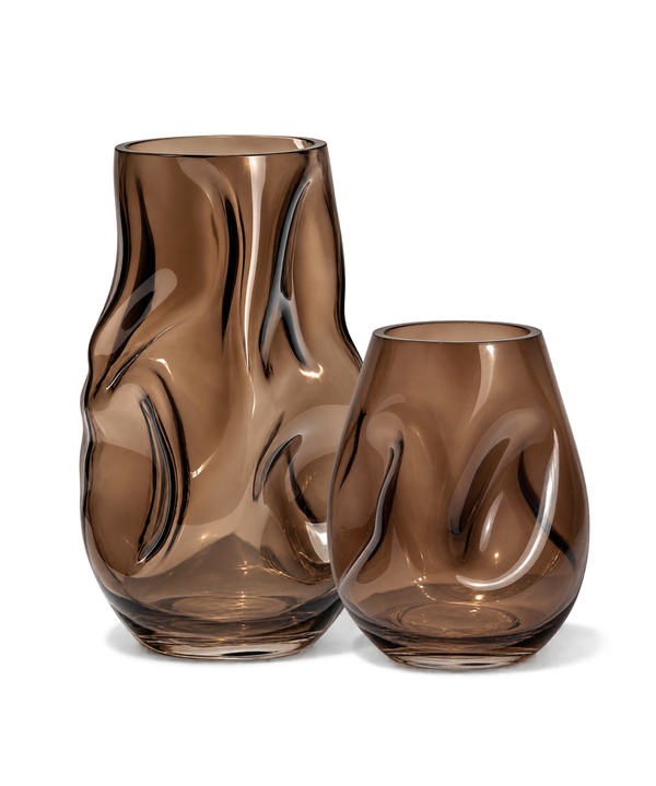 Glass Vase Duo in Brown Smoked Glass | Nuru