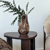 Large Glass Vase in Brown Smoked Glass with an Organic Curved Silhouette | Nuru
