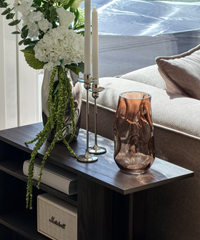Large Glass Vase in Brown Smoked Glass with an Organic Curved Silhouette | Nuru