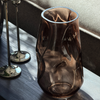 Large Glass Vase in Brown Smoked Glass with an Organic Curved Silhouette | Nuru