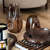 Large Glass Vase in Brown Smoked Glass with an Organic Curved Silhouette | Nuru