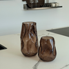 Large Glass Vase in Brown Smoked Glass with an Organic Curved Silhouette | Nuru