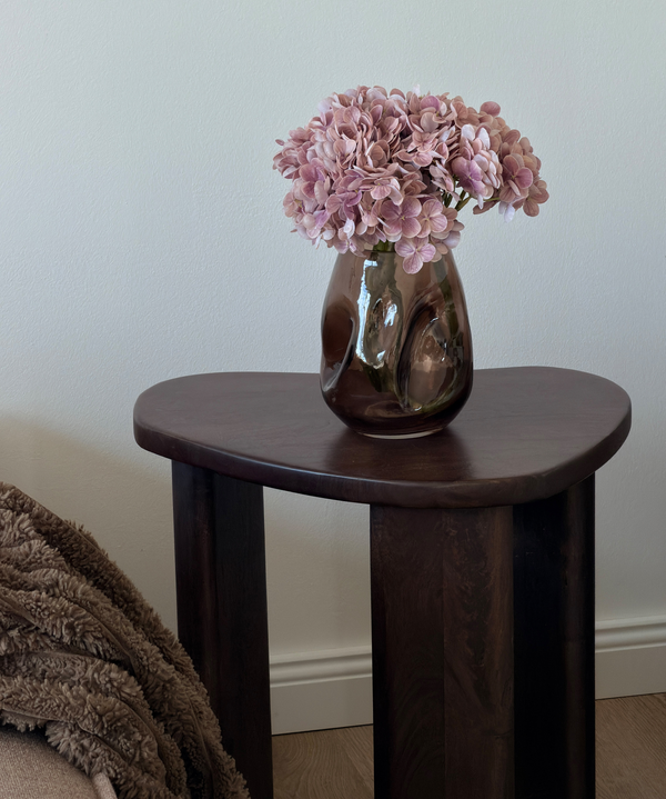 Small Glass Vase in Brown Smoked Glass with an Organic Curved Silhouette | Nuru