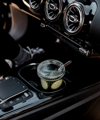 Ribbed glass with glass lid & glass straw | Paris