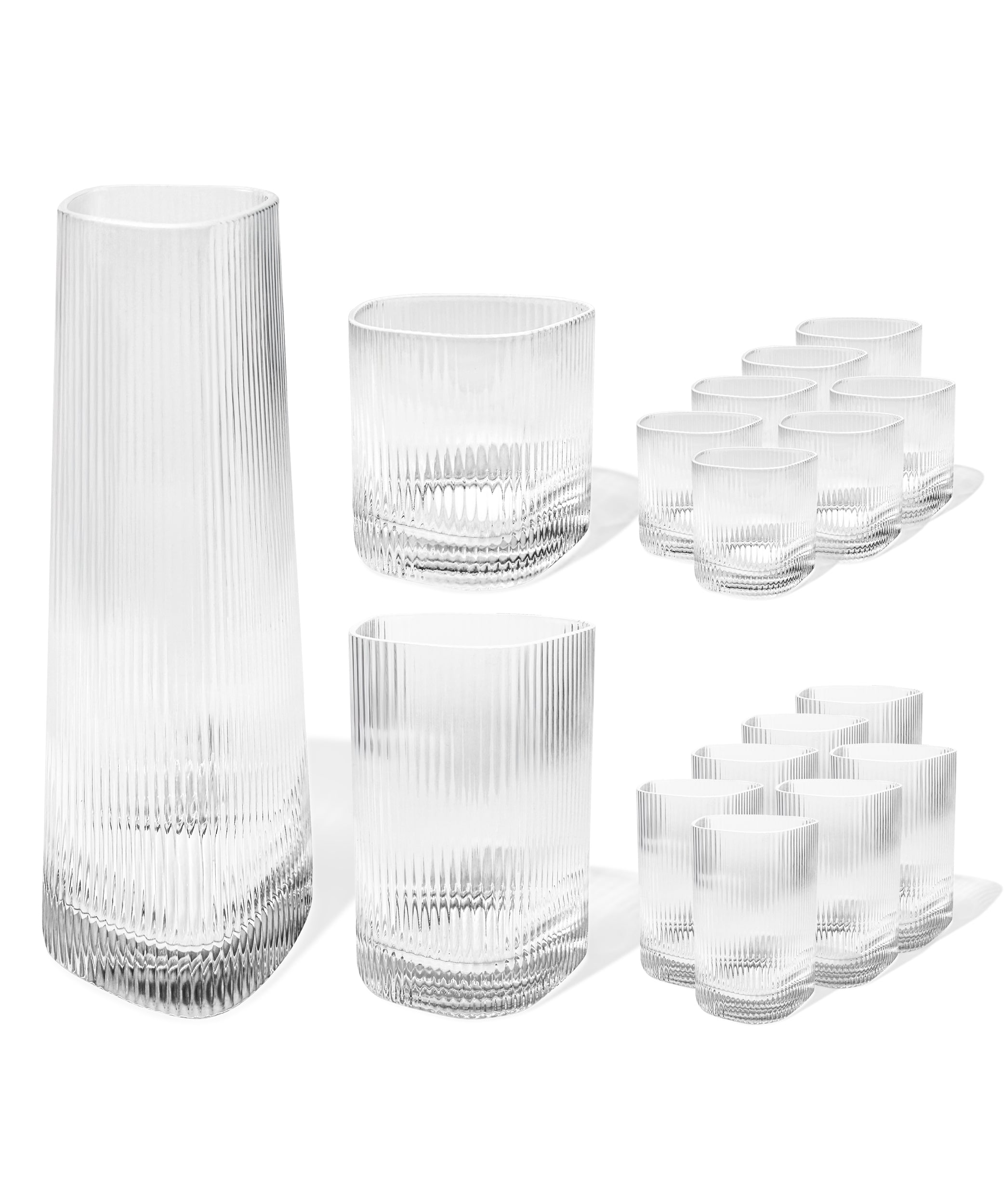 Karaffe & Gläser-Set im gerillten Design | Venice