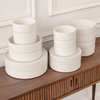 Dinnerware Set with Cups, Cream White Glossy | Nia