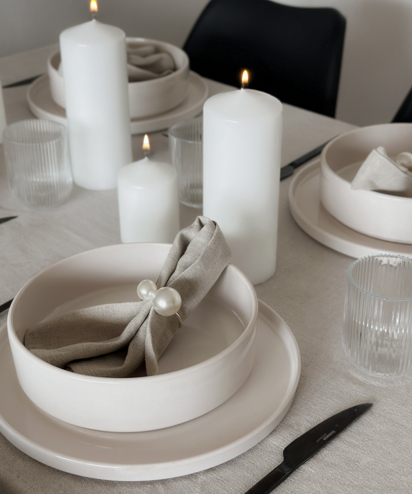 Set of 2 small, cream-white, glossy bowls | Nia