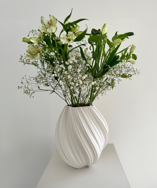 Große Keramik Vase Cremeweiß, Serie Flora – Produktansicht