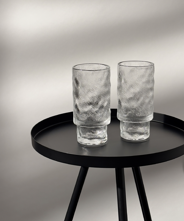 Oblong hatched design glass with heel | Canada