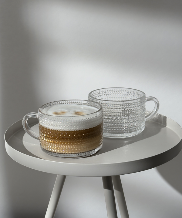 Pearl-studded designer glass cup (380ml) | Atlanta