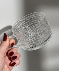 Pearl-studded designer glass cup (380ml) | Atlanta