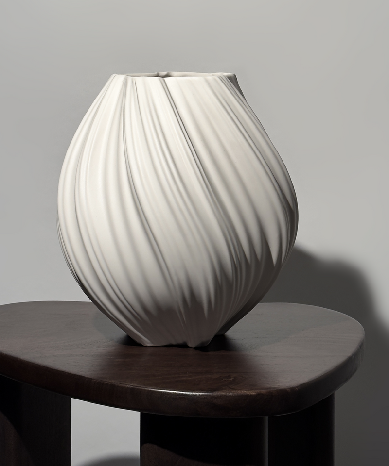 Große Keramik Vase Cremeweiß, Serie Flora – Materialdetail