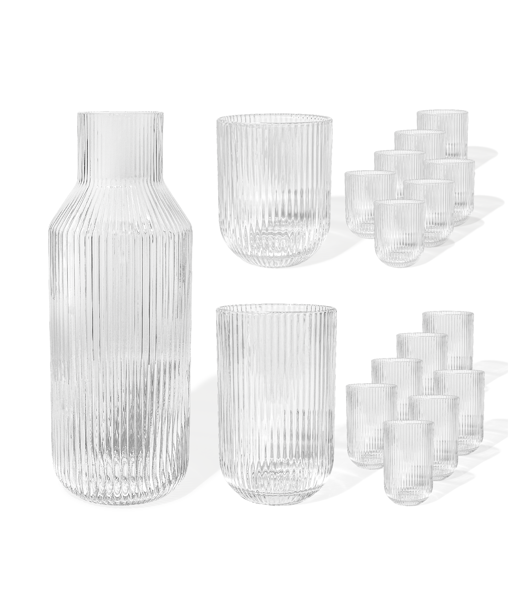 Fluted Carafe &amp; Glasses Set (250ml, 400ml, 1550ml) | Paris