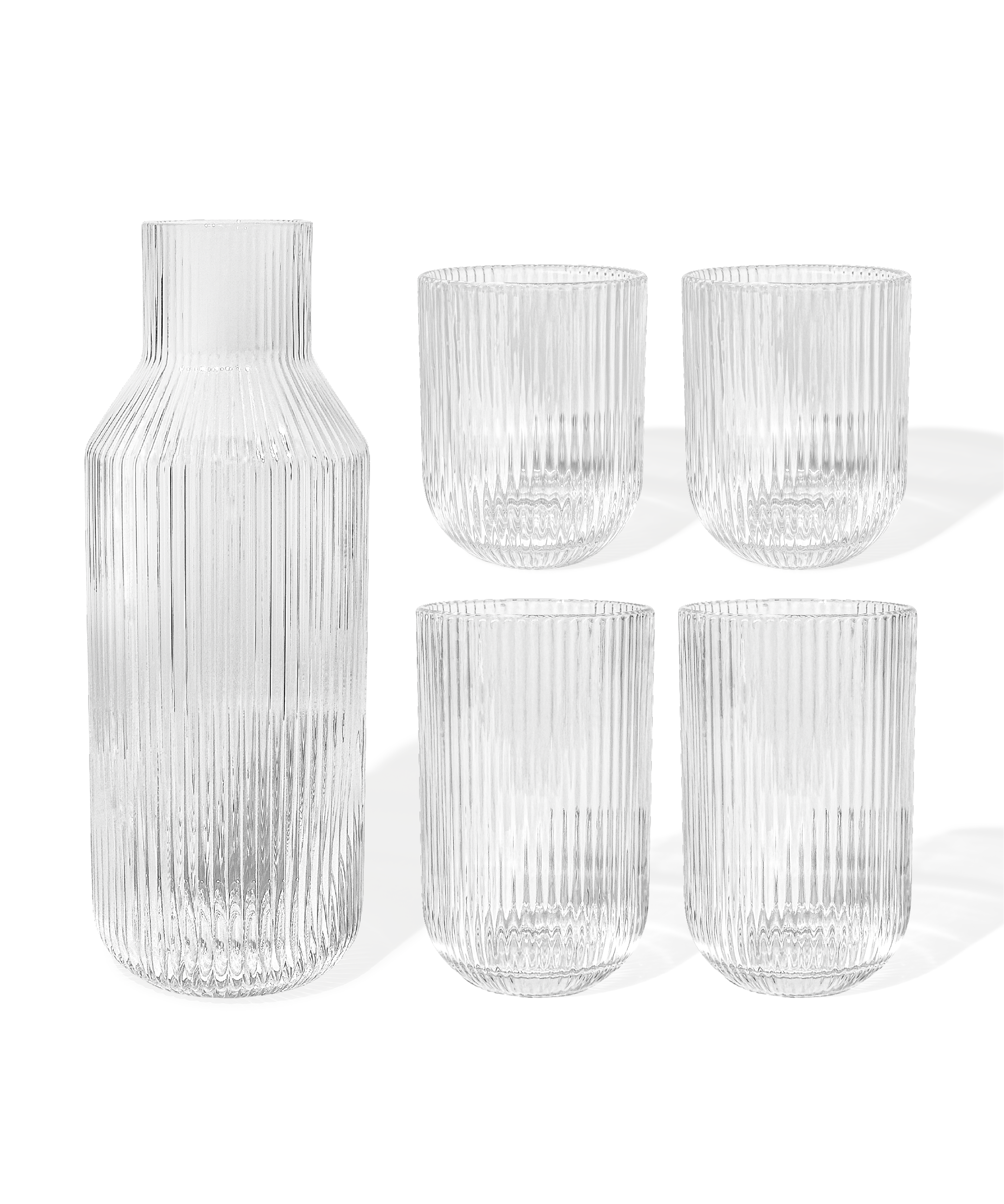 Fluted Carafe &amp; Glasses Set (250ml, 400ml, 1550ml) | Paris