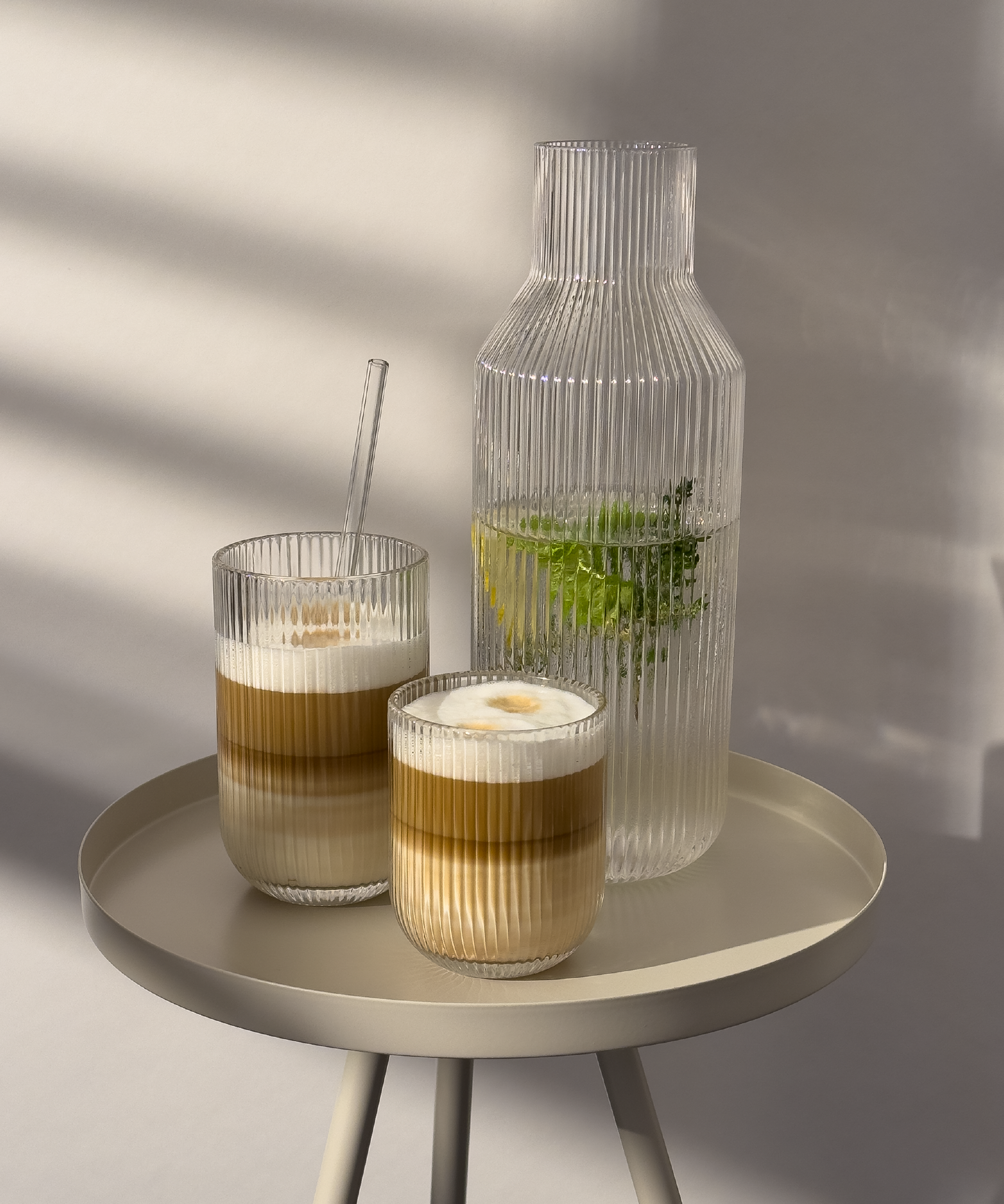 Fluted Carafe &amp; Glasses Set (250ml, 400ml, 1550ml) | Paris