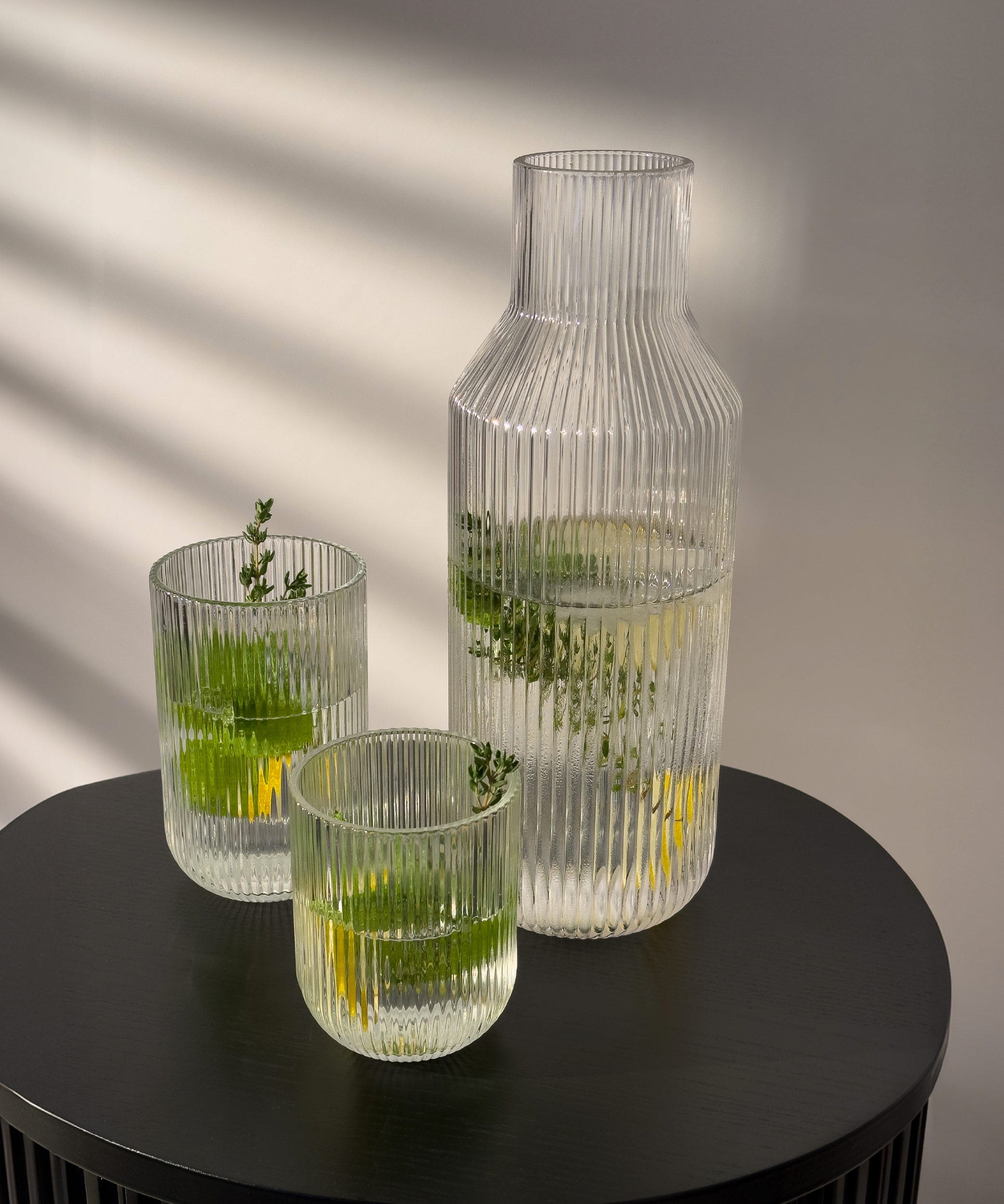 Set of glasses in riffle design (250ml, 400ml) | Paris