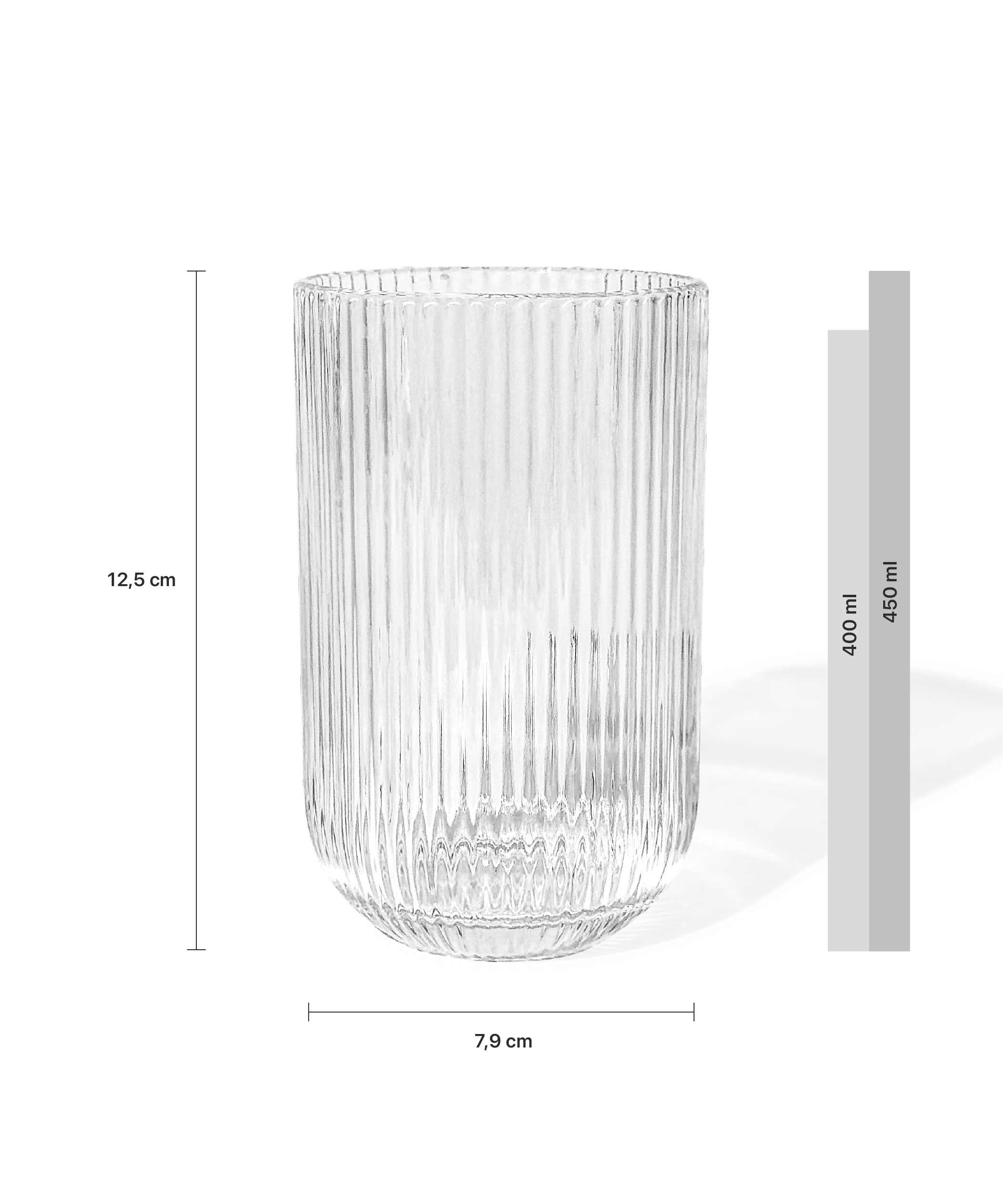 Set of glasses in riffle design (250ml, 400ml) | Paris