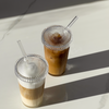 Ribbed glass with glass lid &amp; glass straw | Paris
