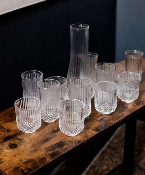 8er Set aus kleinem und großem Glas mit gratis Karaffe aus der Serie Rom – Größenübersicht