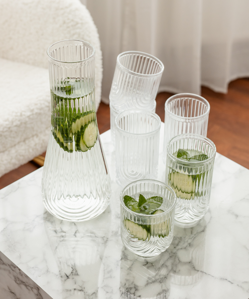 8er Set aus kleinem und großem Glas mit gratis Karaffe aus der Serie Rom – Detailansicht