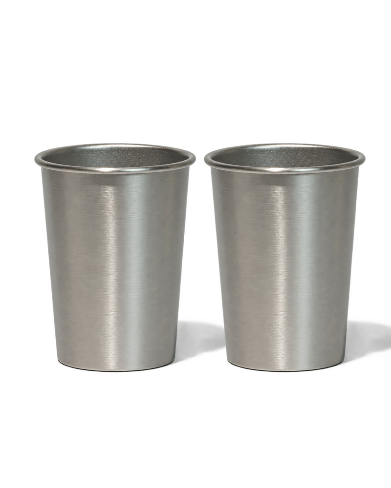 Großer Edelstahlbecher mit matt gebürsteter Oberfläche im 2er Set | Steel