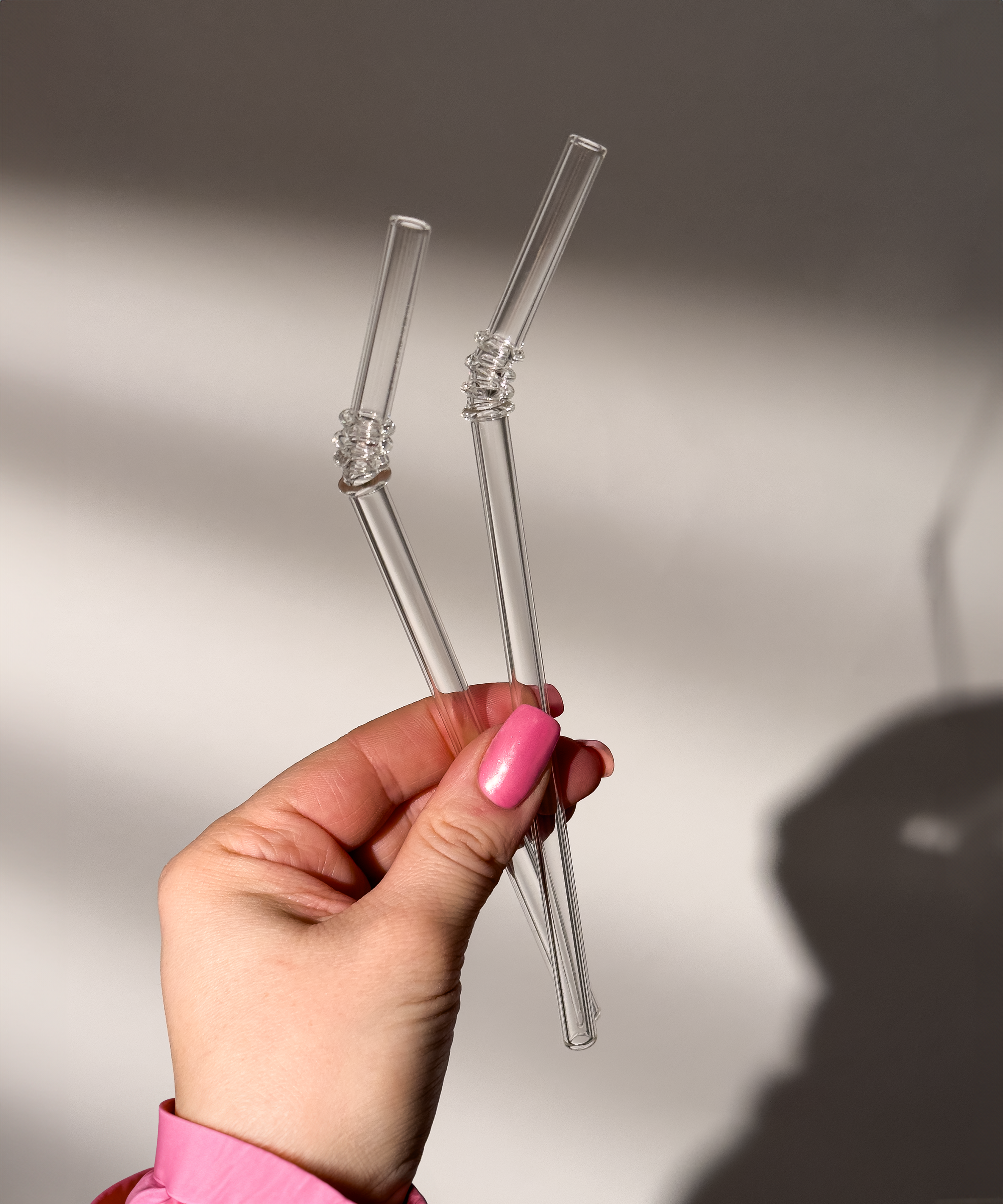 Sustainable glass straws in a kink design in a set of 4 | Lani