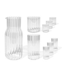 Water carafe & glasses set in striped design (200ml, 400ml, 1300ml) | Norway