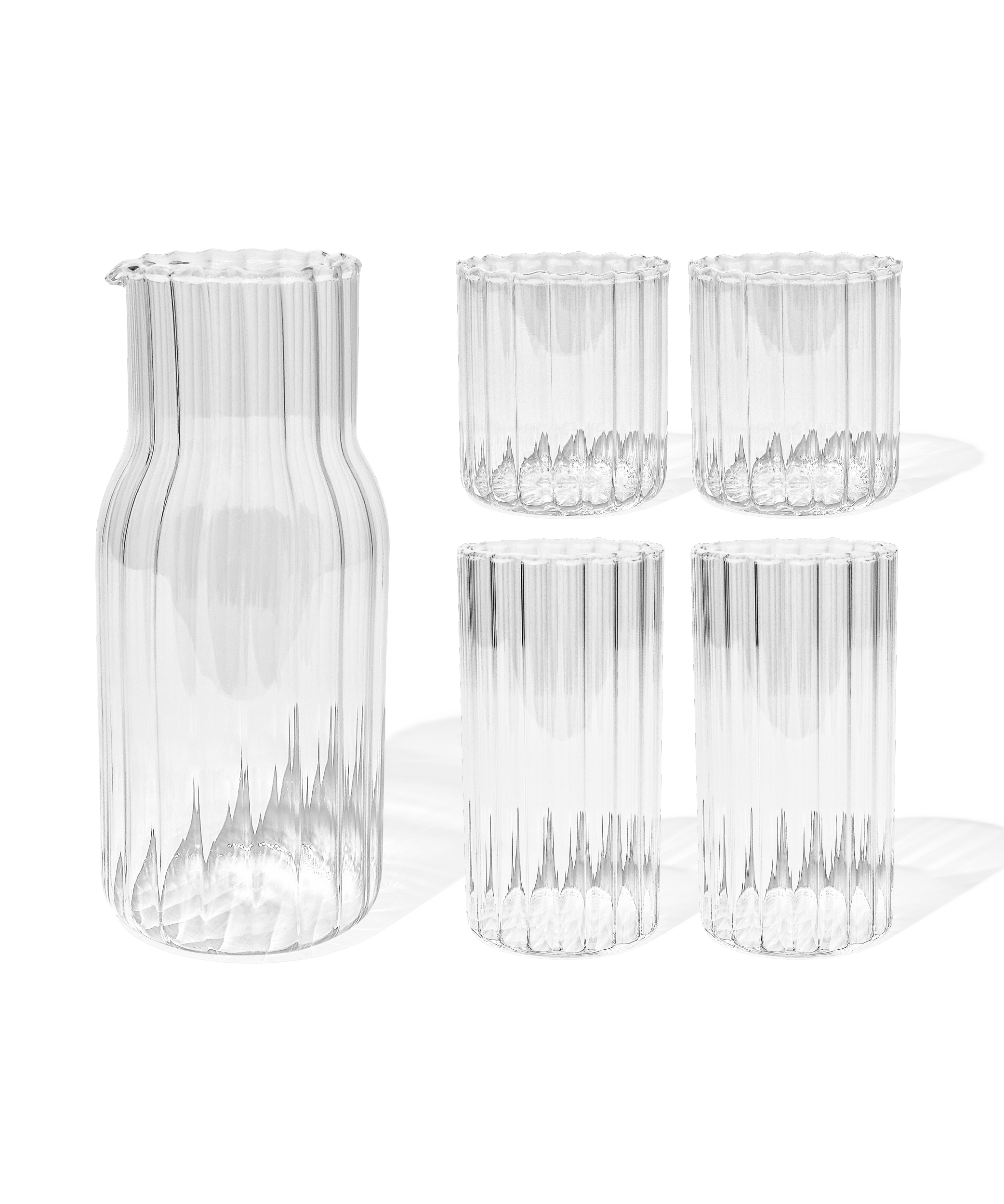 Water carafe & glasses set in striped design (200ml, 400ml, 1300ml) | Norway