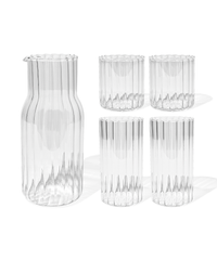 Water carafe & glasses set in striped design (200ml, 400ml, 1300ml) | Norway