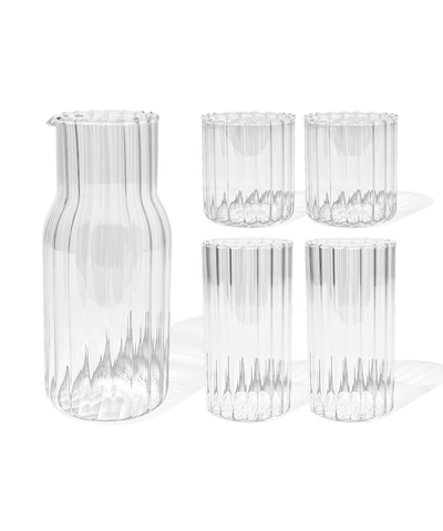 Water carafe &amp; glasses set in striped design (200ml, 400ml, 1300ml) | Norway