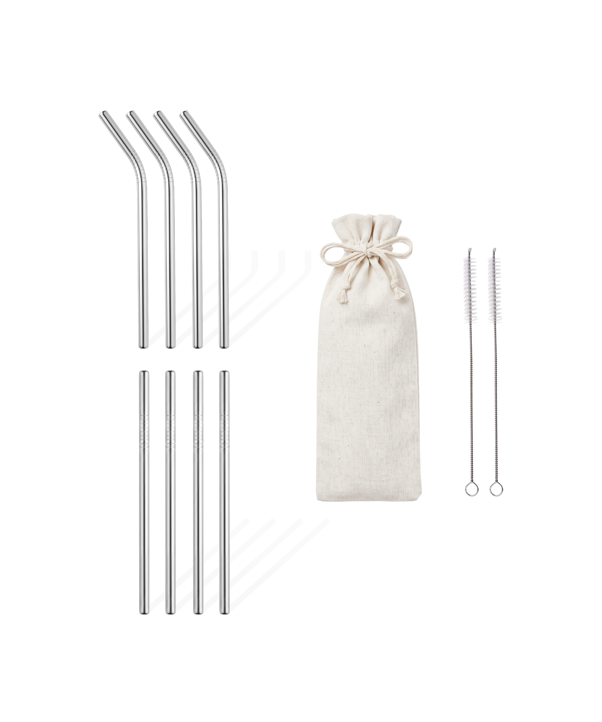Short Stainless Steel Straws, Set of 8, 15cm | Eli