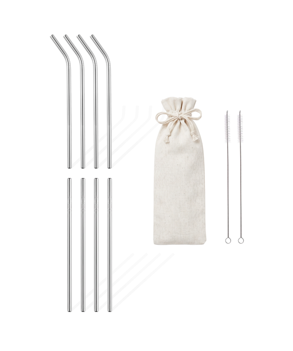 Long Stainless Steel Straws, Set of 8, 20cm | Eli