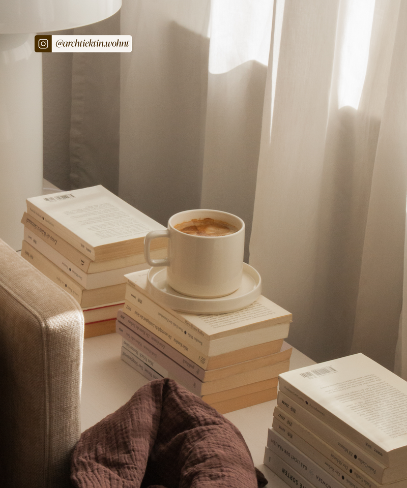 Cup with Saucer in Glossy Cream White | Nia