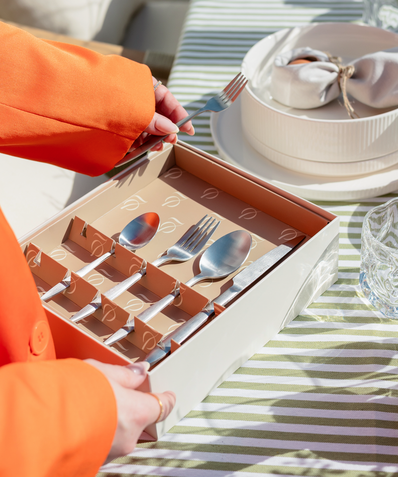 Cutlery set silver matt brushed | Tava
