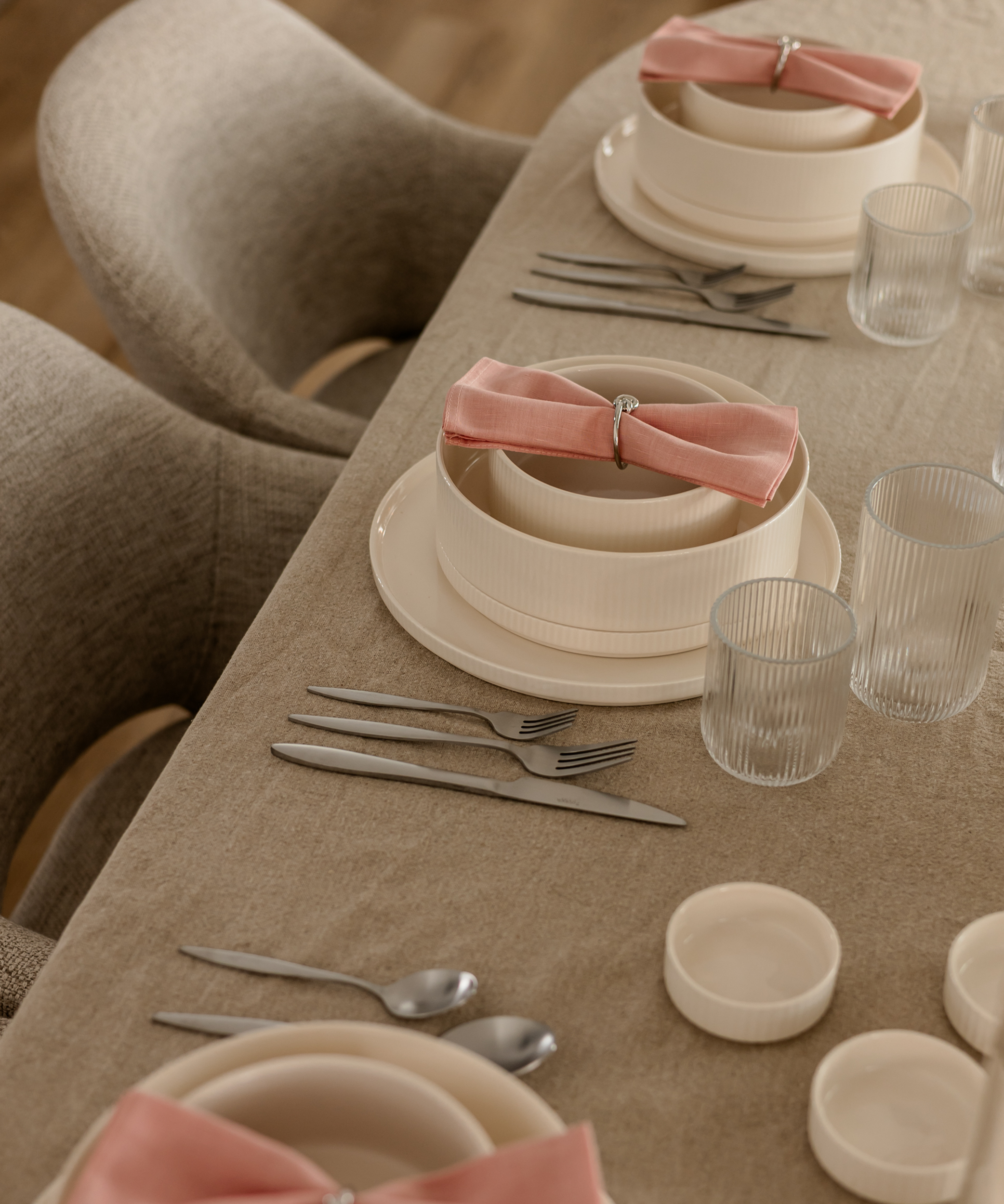 Cutlery set silver matt brushed | Tava