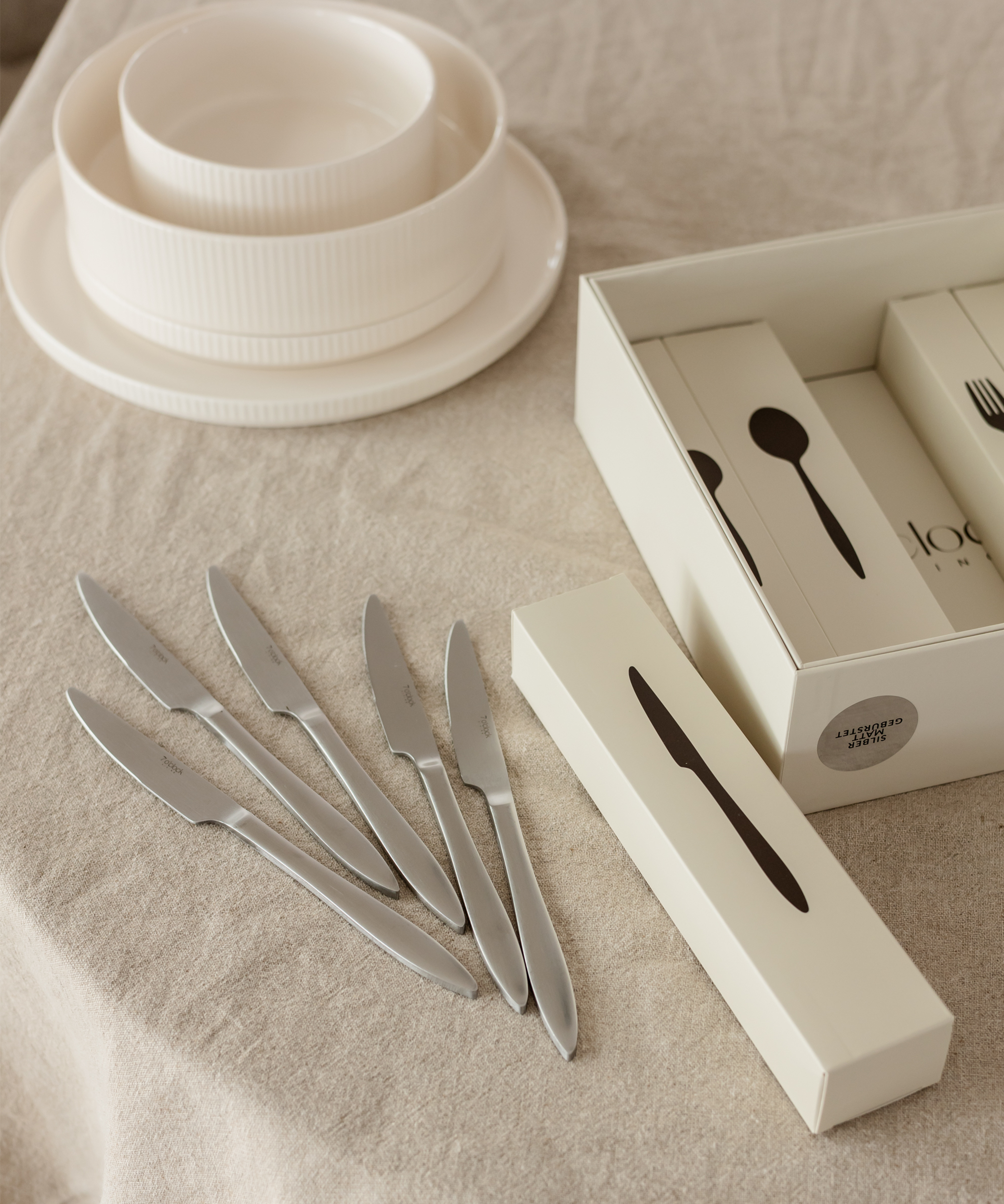 Cutlery set silver matt brushed | Tava