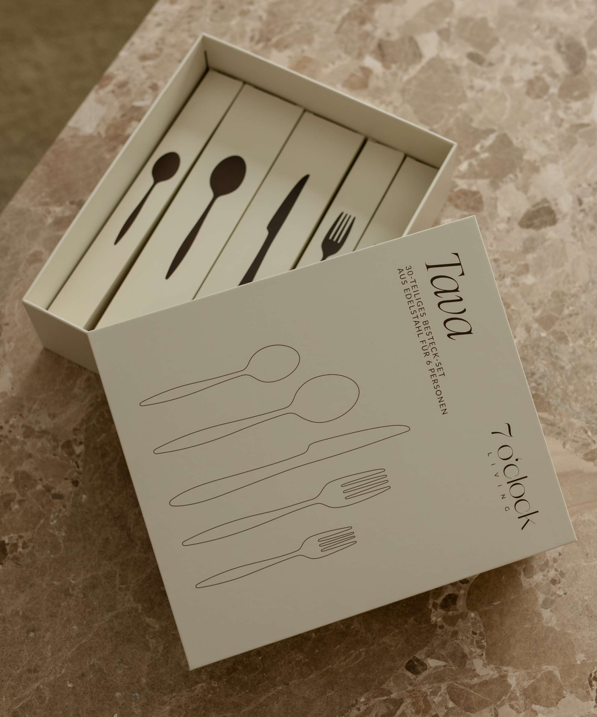 Cutlery set silver matt brushed | Tava