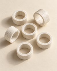 Napkin Rings in Travertine Stone Look, Set of 6 | Tiva