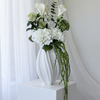 Green Silence Set – 9-Stem Bouquet + Elongated Ceramic Vase