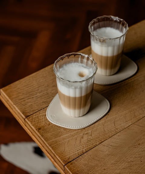 Glass coaster taupe/cream | jade