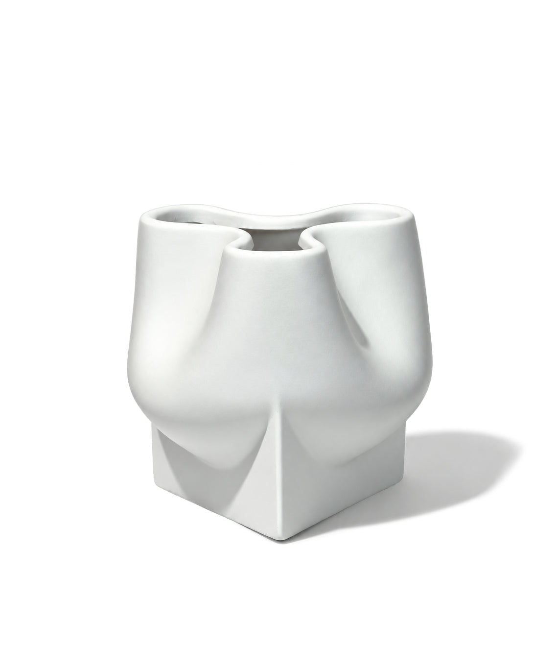 Small Ceramic Vase in Cream with a Sculptural Asymmetric Shape | Livia