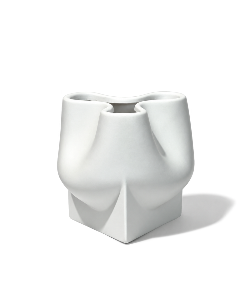 Small Ceramic Vase in Cream with a Sculptural Asymmetric Shape | Livia