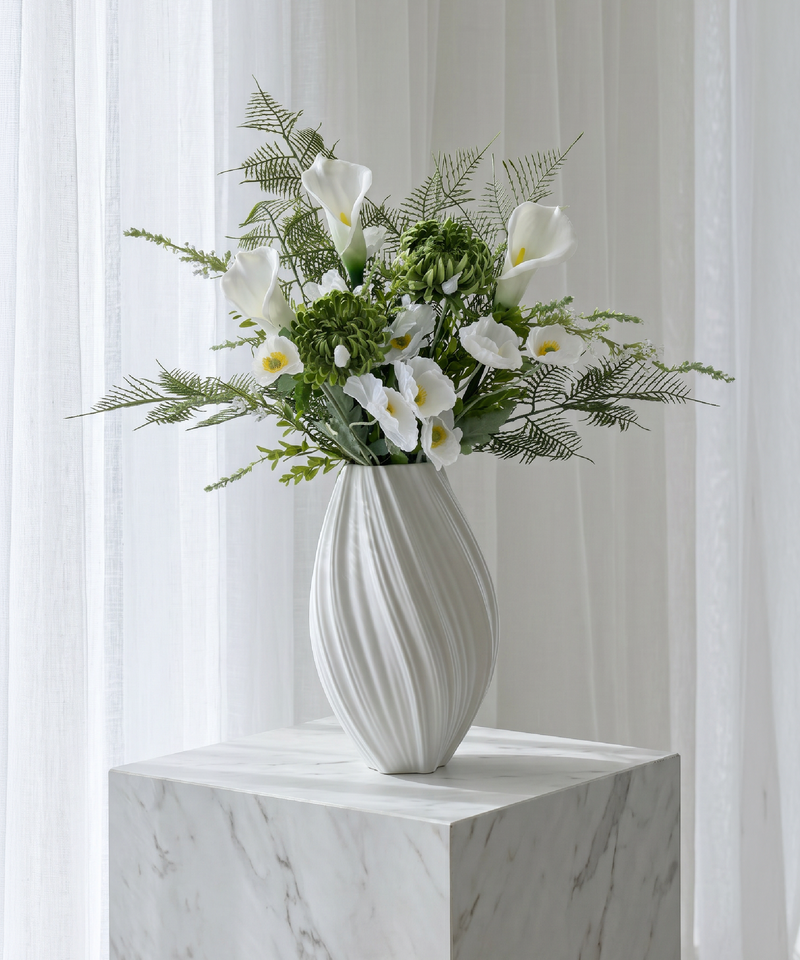 Realistisches Kunstblumen-Bouquet Pure Fern 13er in Weiß und Grün – bloom collection von 7 O'CLOCK